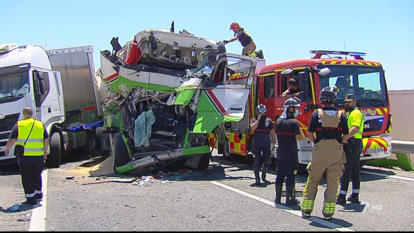 Cuatro heridos en un accidente con tres camiones en la A-30, a la altura de Cieza