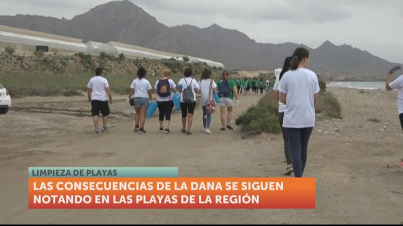 Más de 70 buzos y otros voluntarios limpian una playa en Mazarrón