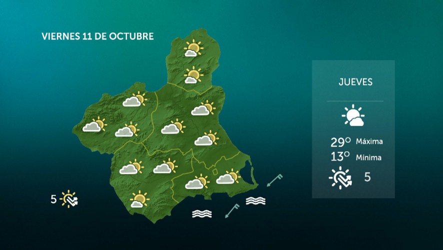 Cielos nubosos, con predominio de nubes medias y altas por la tarde
