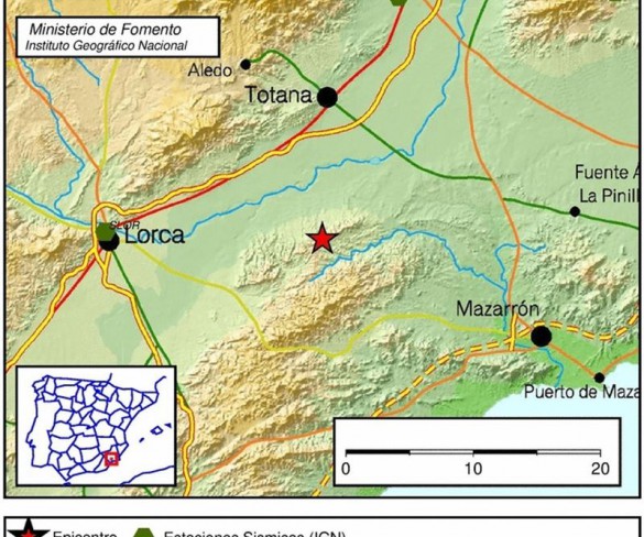 Registrado un terremoto de 3,2 en Totana