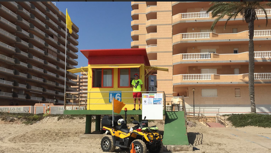 La bandera amarilla ondea este martes en 6 playas de Águilas, Cartagena y San Pedro del Pinatar