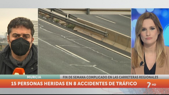 15 personas heridas en 8 accidentes de tráfico este fin de semana en la Región
