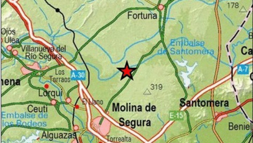 Registrados dos terremotos de 2,4 y 1,5 en Molina de Segura y Aledo